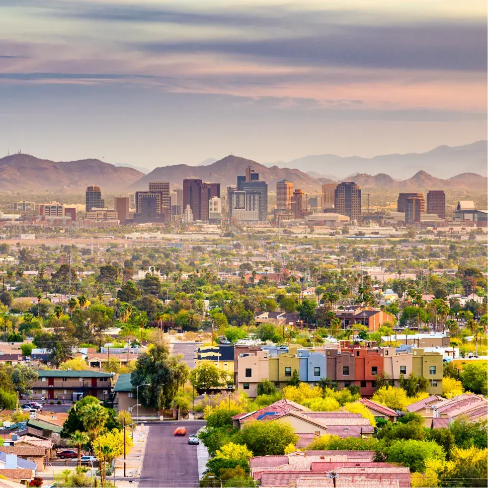 View of city skyline of Phoenix, Arizona