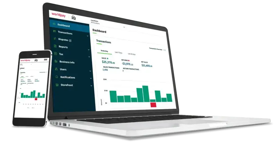 Screenshots of Worldpay iQ