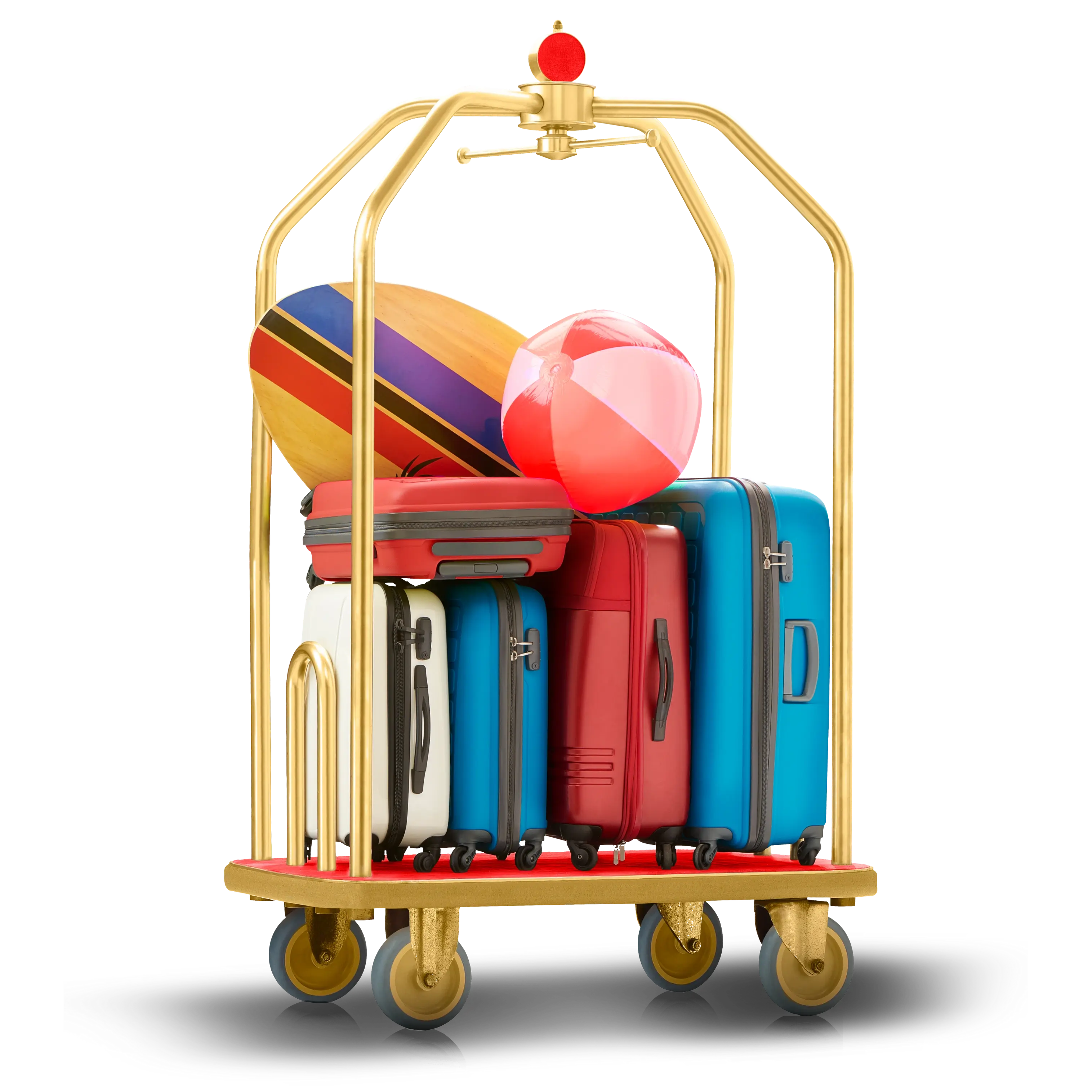 Luggage cart with luggage on it